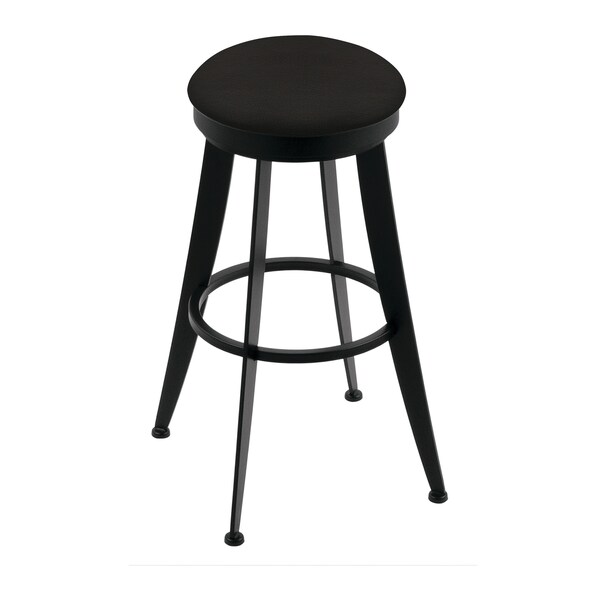 Laser 30" Swivel Bar Stool, Black Wrinkle, Canter Espresso Seat